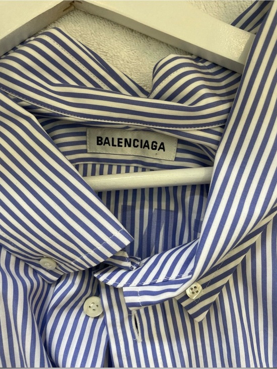 Balenciaga Other - Balenciaga ShortSleeved Men's Blue & White Striped Dress Shirt . Fits like a XXL